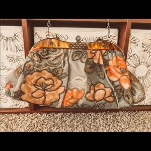 Sage Green Floral Beaded Clutch